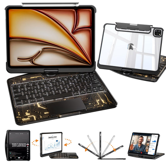 Uminy Clear Keyboard Case for iPad Air 11/10.9 & Pro 11,360 Rotation,Black