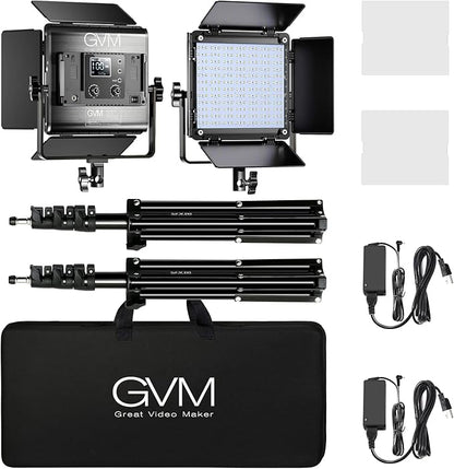 GVM 800D RGB Led Video Light, 2PCS Video Lighting Kit with APP Control, 40W Photography Lighting Led Panel Light with 18 Kinds of The Scene Lights for Studio YouTube, 3200K-5600K, CRI 97+