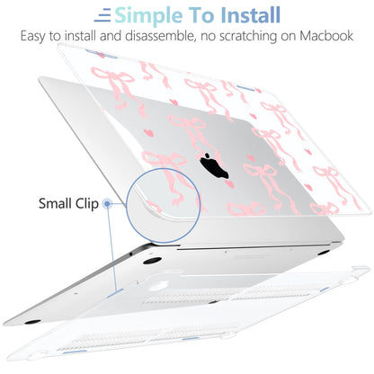 MEEgoodo for MacBook Air 13 inch Case 2021 2020 2019 2018 Released A2337 M1 A2179 A1932 with Touch ID, Plastic Hard Shell & Keyboard Cover Compatible with MacBook Air Case 13.3,Trendy Bow & Hearts