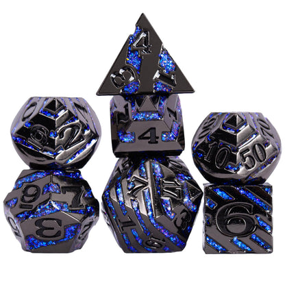 Maywin Inlay Metal Dice Set 7pcs, Luxury DND Dice with Decorative Inlay, Heavy Zinc Alloy RPG Dice for Tabletop Games