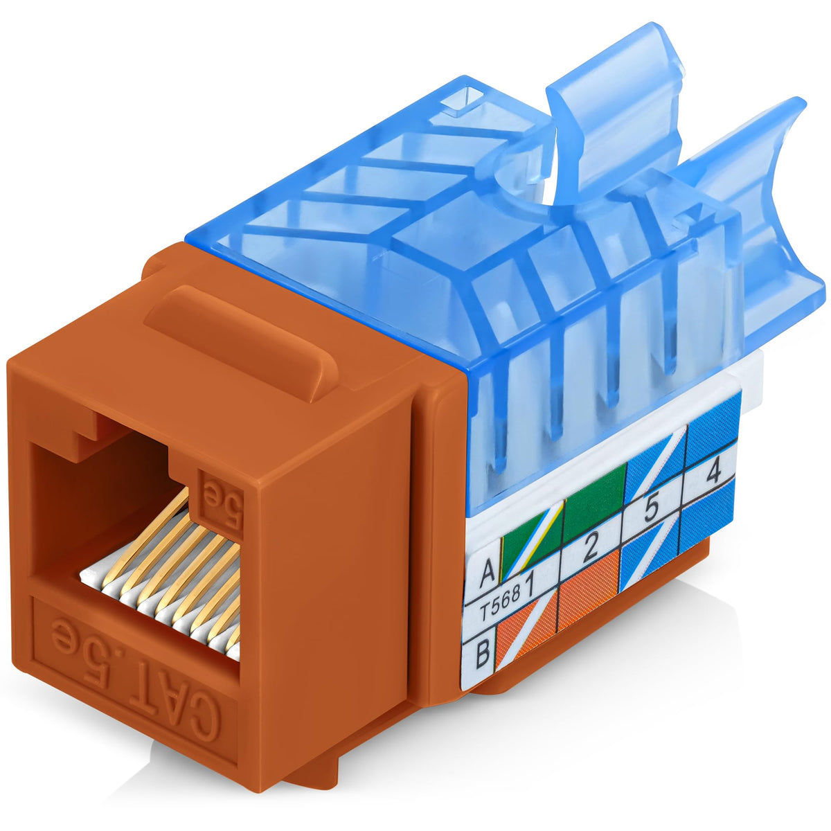 Everest 45 Degree RJ45 Cat6 Keystone Jacks Slim Profile 20-Pack Orange