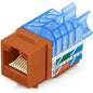 Everest 45 Degree RJ45 Cat6 Keystone Jacks Slim Profile 20-Pack Orange