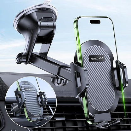 Miracase Phone Holders for Your Car, [Thick Case & Heavy Phone Friendly] Universal Cell Phone Car Mount, 3-in-1 Phone Mount for Car Dashboard Windshield Air Vent Fit for All Smartphones, Grey