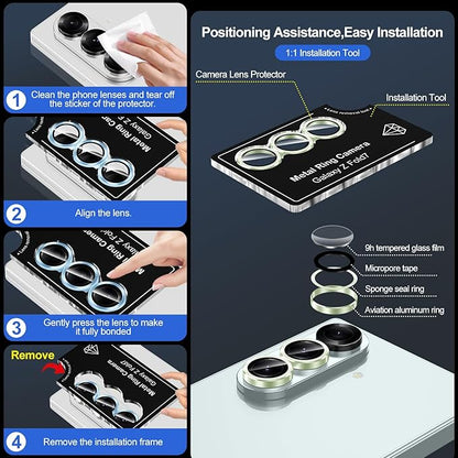 for Samsung Galaxy Z Fold 7 Camera Lens Protector, Individual Metal Ring Tempered Glass Lens Cover, [Strong Adsorption] Scratch Resistant Ultra-Thin HD Clear Lens Cover, 1 Set-Green