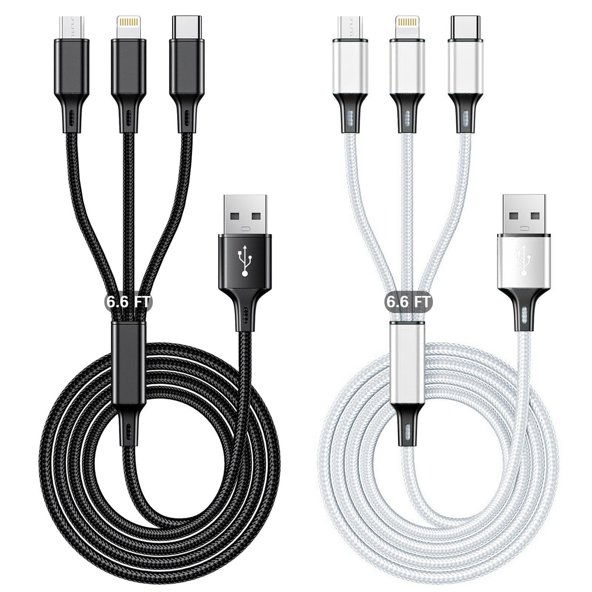 Multi Charging Cable, 4ft 2Pack Multi Phone Charger Cable Braided Universal