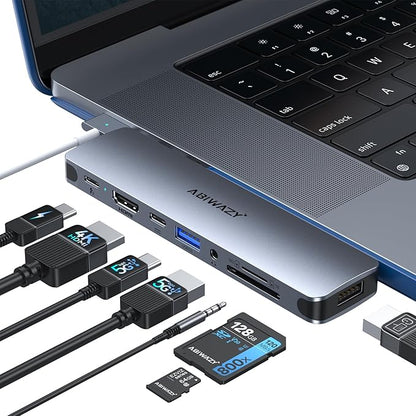 USB C Adapter HDMI USB Multiport Hub,8 in 2 Accessories with 4K@60hz HDMI,Thunderbolt 3,USB C and 3 USB A 3.0 Data Ports SD TF Card Reader, Audio (Grey)