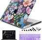 Teryeefi for MacBook Pro 14 inch Case M4 M3 M2 M1 Chip (2025 2024 2023 2021 Release) Model A3112 A3401 A3185 A2918 A2992 A2779 A2442, PC Hard Shell+Keyboard Cover Skin, Pretty Colorful Flower A004