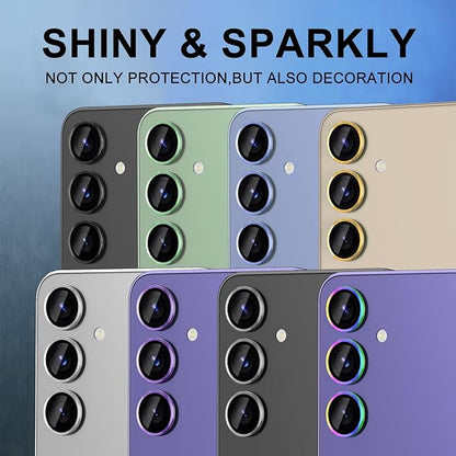 for Samsung Galaxy S25 Plus Camera Lens Protector, Individual Metal Ring Tempered Glass Lens Cover, [Strong Adsorption] Scratch Resistant Ultra-Thin HD Clear Lens Cover, 1 Set-Silvery