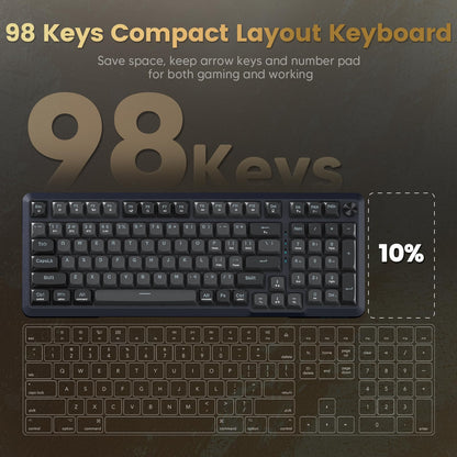 Redragon Wireless Mechanical Keyboard, 3 Mode Gasket Mounted RGB Gaming Keyboard with Volume Knob, Pre-Lubed Linear Switches, MDA-Profile, 98 Keys Hot Swappable Creamy Keyboard for PC/Tablet/Xbox/PS4