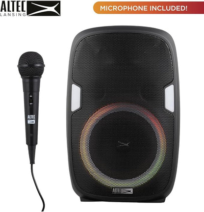 Altec Lansing SoundRover 75 Wireless Speaker 75W Bluetooth Speaker with a Long Lasting 10 Hour Battery, 50 Foot Range, Multi LED Party Modes, True Wireless Pairing, Bonus Microphone