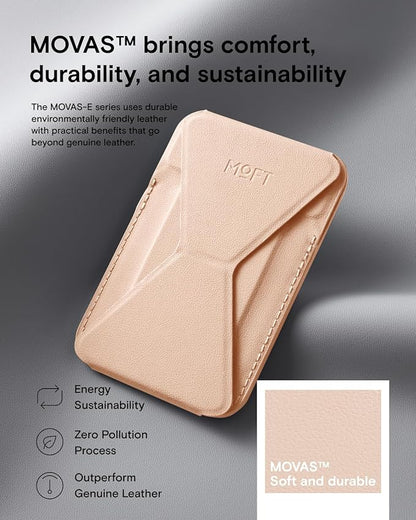 MOFT Magnetic Wallet Stand Compatible with iPhone 16/15/14/13/12 Series, Angle Adjustment & Magsafe Compatible MOVAS Phone Stand, Peach pink