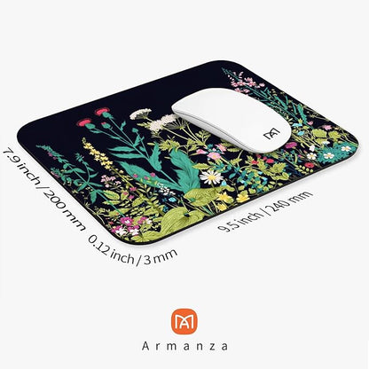 Square Mouse Pad Midnight Flowers,Personalized Premium-Textured Custom Mouse Mat Design,Washable Mousepad Cloth,Non-Slip Rubber Base Computer Mouse Pads for Wireless Mouse
