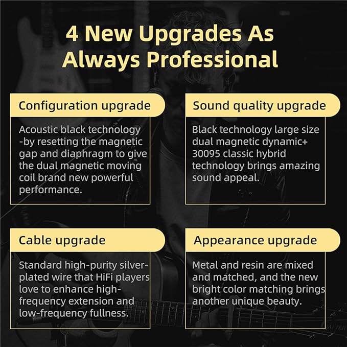 KZ ZSN PRO X in Ear Monitor Headphones Gaming Earbuds, High Fidelity Wired Earbuds, Hybrid Dual Driver IEMS Earphones with 1BA 1DD Detachable Tangle-Free Cable for Computer Tablet (Gold, with Mic)