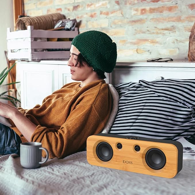 DOSS SoundBox H200 50W Home Bluetooth Speaker with Dual 3.5-Inch Woofers, Two 1-inch Tweeters, 35H Playtime, TWS, Sustainable Materials, BT 5.3, Wireless for Record Player/Computer/TV-Black
