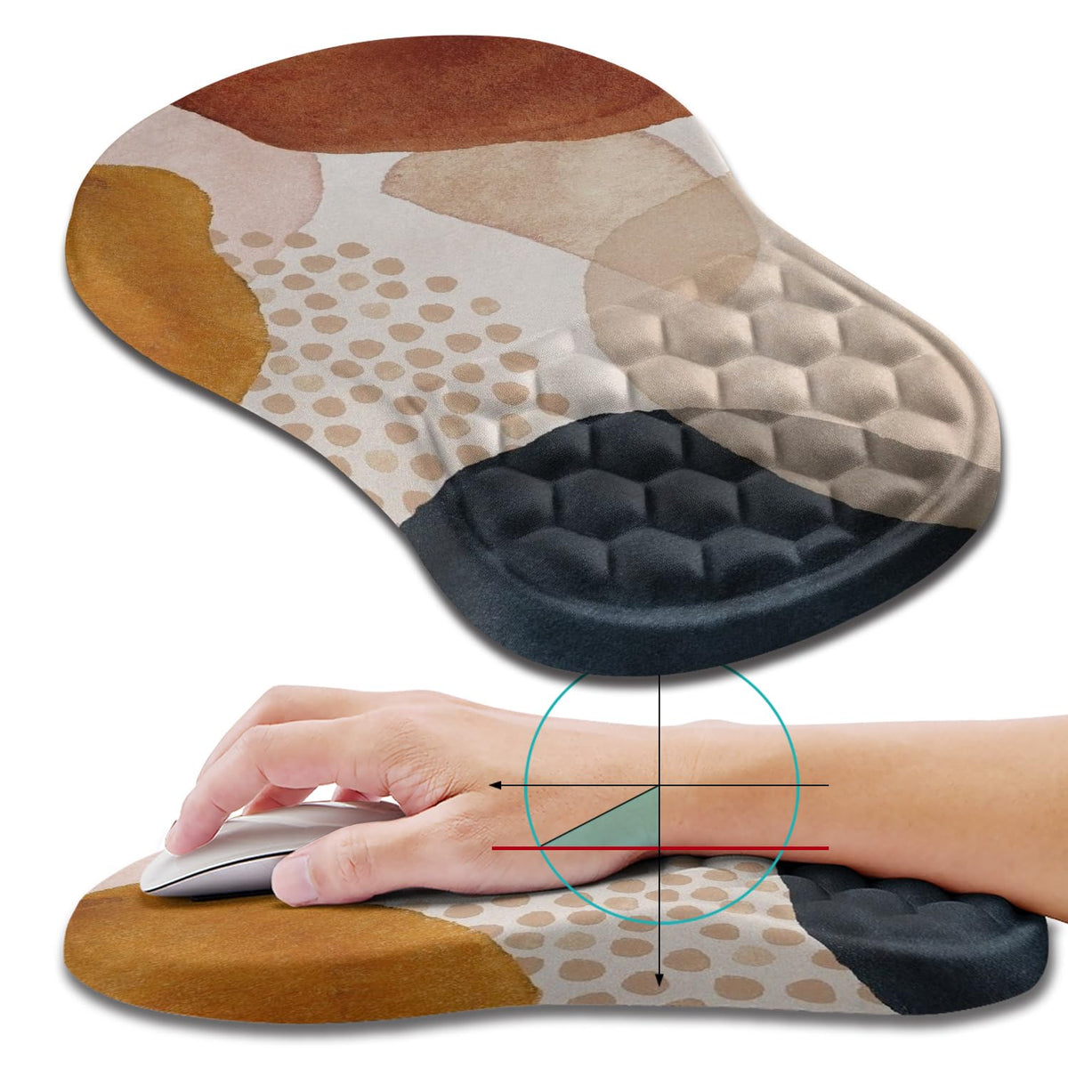 Hokafenle Ergonomic Mouse Pad Wrist Support, Wrist Rest Mousepad for Carpal Tunnel Pain Relief with Integrated Memory Foam Slope Massage Bulge (11.8x7.9 inch,Cute Floral