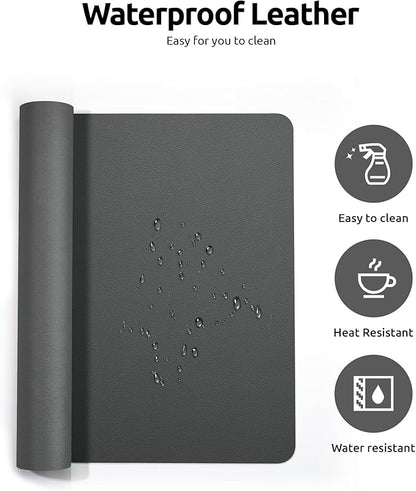 YSAGi Leather Desk Protector, Office Mat, Large Mouse Mat, Non-Slip PU Leather Blotter, Laptop Desk, Waterproof Writing Pad for Office and Home (Dark Grey, 23.6" x 13.8")