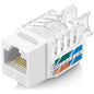 Everest 45° Angled RJ45 Cat6A Keystone Jacks 100-Pack in White - Slim Profile Female RJ45 Connectors - Cat 6A Keystone Jack - Compatible with 45° Angled Speed Termination Tool - 45Term (B0BL3GS7ZY)