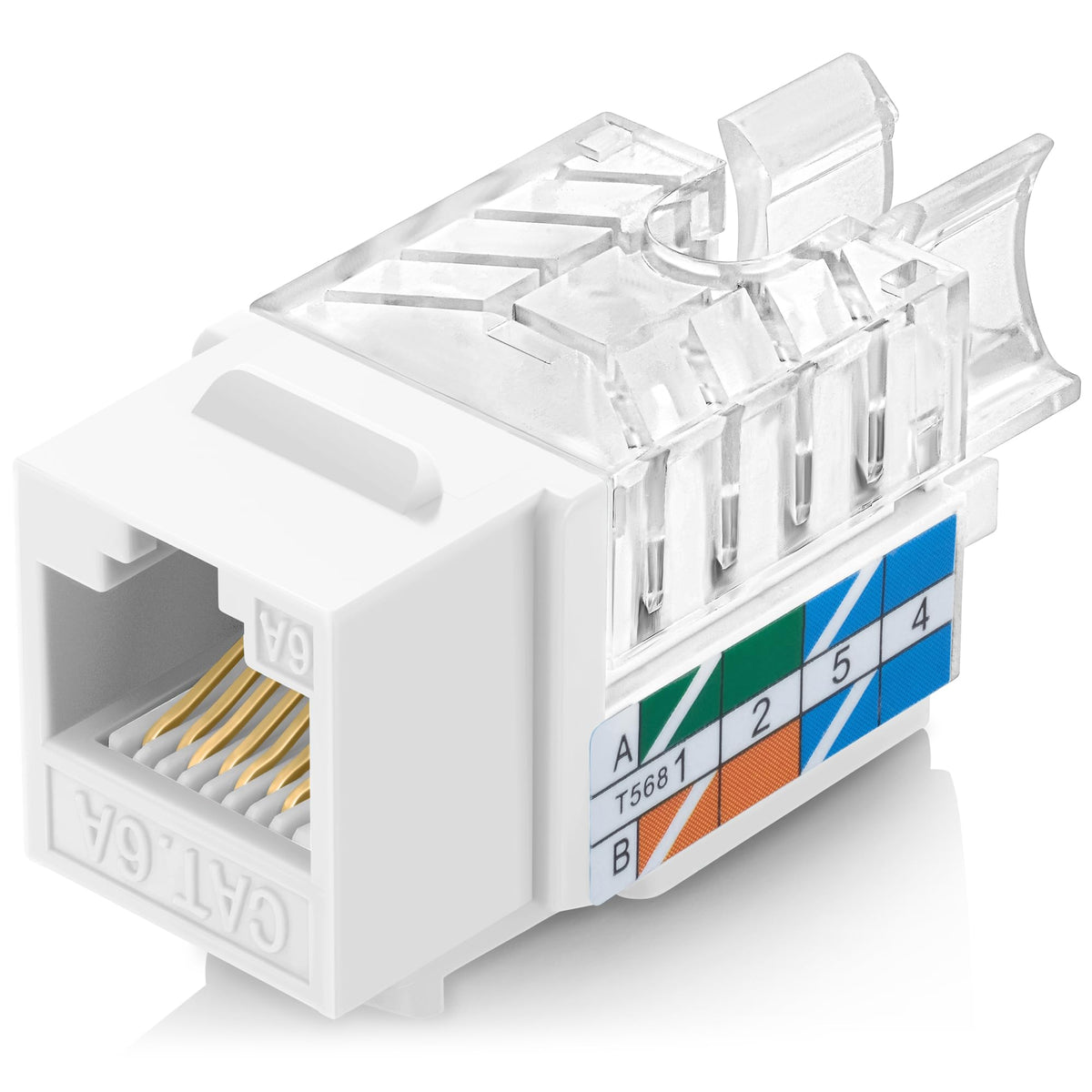 Everest 45 Degree RJ45 Cat6 Keystone Jacks Slim Profile 20-Pack Orange