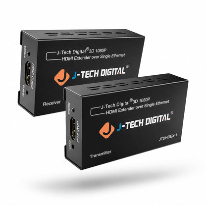 J-Tech Digital HDMI Extender over cat5e/6 1080P@200ft HDMI Balun Over Single Ethernet Supports EDID Copy Compatible with Dolby Digital DTS