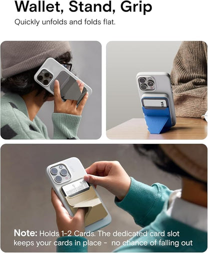 MOFT Magnetic Wallet Stand Compatible with iPhone 16/15/14/13/12 Series, Angle Adjustment & Magsafe Compatible MOVAS Phone Stand, Neon