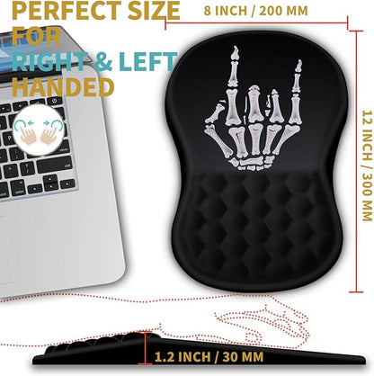 Hokafenle Ergonomic Mouse Pad Wrist Support with Massage Design, Wrist Rest Pain Relief Mousepad with Memory Foam&Non-Slip PU Base, Mouse Pads for Wireless Mouse & Desk (12x8 inch,Devil's Horn)