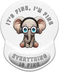 ITNRSIIET Ergonomic Mouse Pad with Gel Wrist Support Small Wrist Rest Smooth Surface Non-Slip PU Base Comfortable Office Supplies Pain Relief, 8.7 x 7.2 inches, Pretty Fine Elephant White