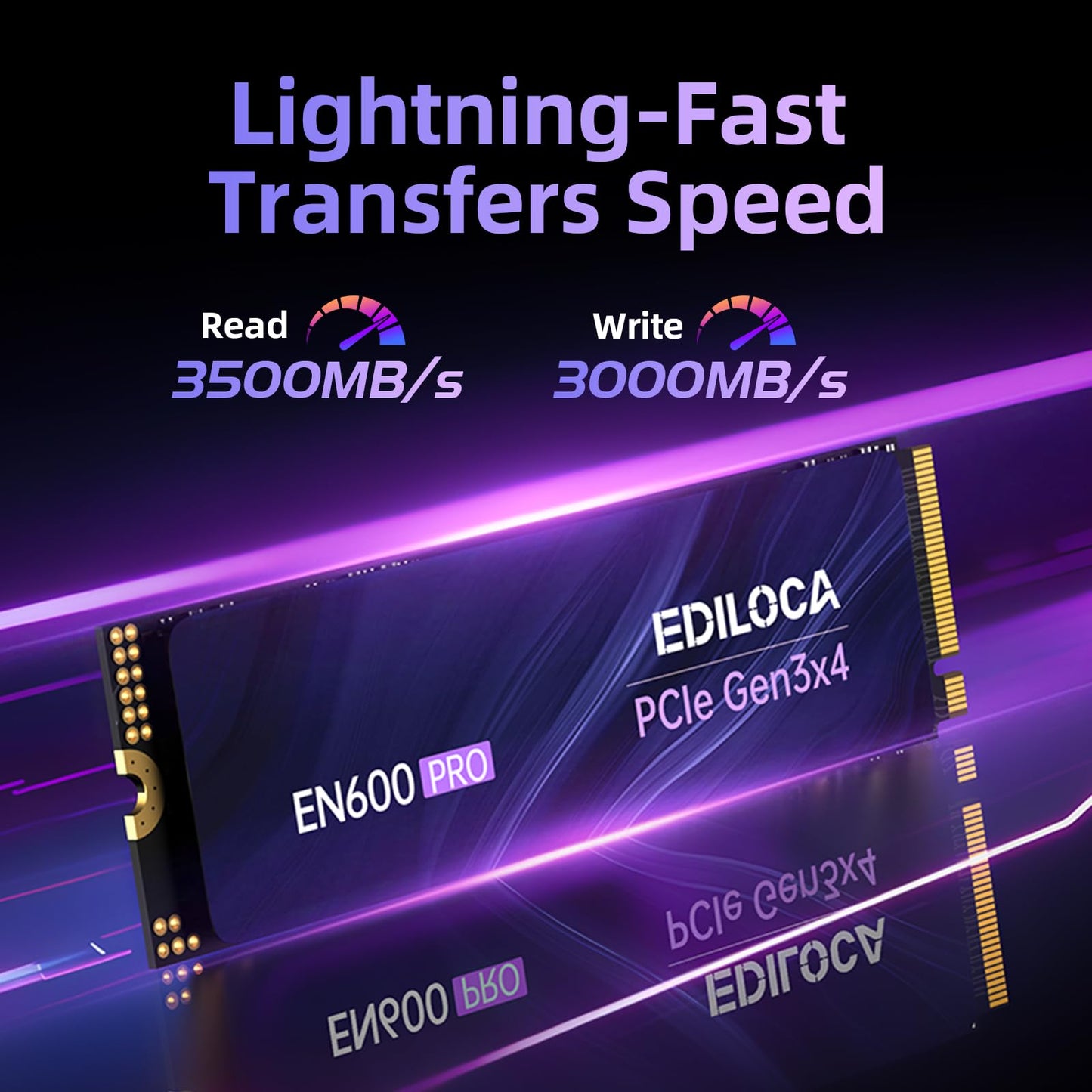 Ediloca EN600 PRO SSD 2TB PCIe 3.0 Gen 3x4, NVMe M.2 2280, Up to 3200MB/s, Internal Solid State Drive, SLC Cache 3D NAND TLC, Graphene Cooling Sticker, Storage for PC, Desktop and Laptops