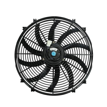 2PCS 16 Inch Universal Slim Fan Push Pull Electric Radiator Cooling 12V 120W Mount Kit Black