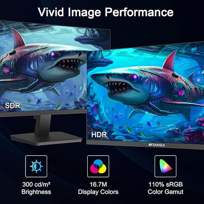 SANSUI 27 Inch Computer Monitor 120Hz, FHD 1080P Monitor, HDMI DP Ports FreeSync, HDR 110% sRGB, Tilt Adjustable Frameless VESA Compatible for Office and Home (ES-27F2, HDMI Cable Included)