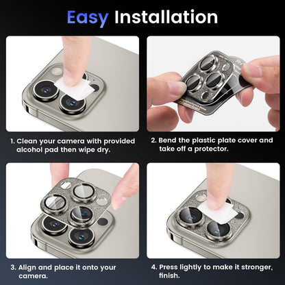 Tensea for iPhone 16 Pro/iPhone 16 Pro Max/iPhone 14 Pro/iPhone 14 Pro Max Camera Lens Protector, Metal Aluminum Alloy Tempered Glass Cover Camera Screen Protector Accessories, Case Friendly