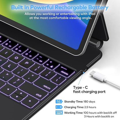 Keyboard Case for iPad Air 13 (M3 2025 / M2 2024) and iPad Pro 12.9 inch 6th / 5th / 4th / 3rd Generation – Magic-Style Magnetic Keyboard Case with Multi-Touch Trackpad – Floating Cantilever Stand