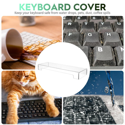 Tofficu Clear Acrylic Keyboard Cover for Desktop Full Size Keyboard 4X4.9 Inch Waterproof Protective Cover for 104 Keys