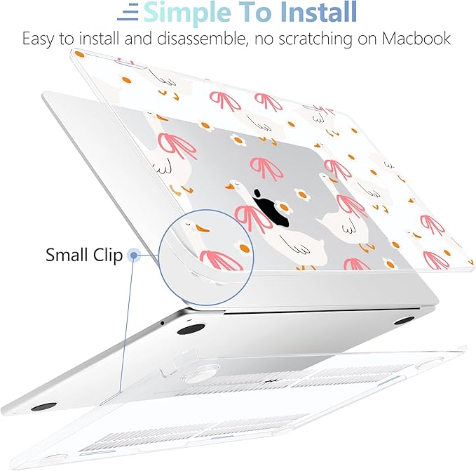MEEgoodo Case for M4/M3/M2 MacBook Air 13.6 inch Case 2025 2024 2022, Fit Model A3240/A3113/A2681, Laptop Hard Shell with Keyboard Cover Compatible with MacBook Air 13 inch, Goose Farm & Bows