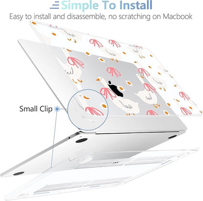 MEEgoodo Case for M4/M3/M2 MacBook Air 13.6 inch Case 2025 2024 2022, Fit Model A3240/A3113/A2681, Laptop Hard Shell with Keyboard Cover Compatible with MacBook Air 13 inch, Goose Farm & Bows