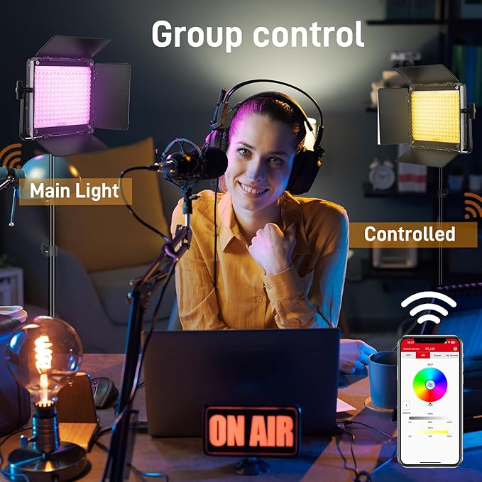 GVM 800D RGB LED Video Light, 2026 Upgraded Panel Light with Optical Len & 6X Brighter (19500 Lux/0.5m), 3200K-5600K Bi-Color, 20 Scene Modes & CRI97+, Studio Lights, Photography Lighting, 1-Pack