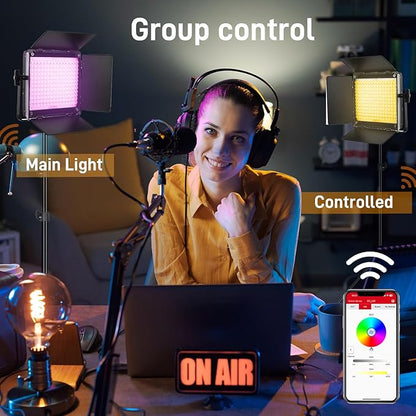 GVM 800D RGB LED Video Light, 2026 Upgraded Panel Light with Optical Lens & 6X Brighter (19500 Lux/0.5m), 3200K-5600K Bi-Color, 20 Scene Modes & CRI97+, Studio Lights, Photography Lighting, 3-Packs