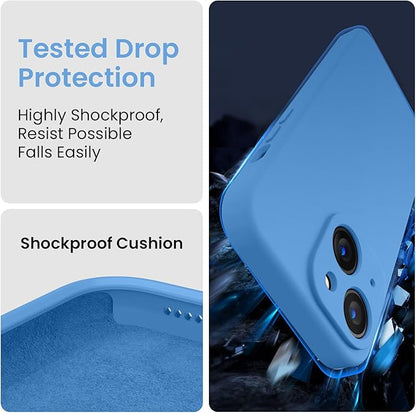 FireNova Designed for iPhone 15 Plus Case, Silicone [Camera Protection] Case with [2 Screen Protectors], Soft Anti-Scratch Microfiber Lining Inside, 6.7 inch, Blue