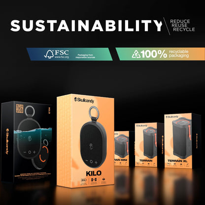 Lifeworks Skullcandy Terrain XL Wireless Bluetooth Speaker - IPX7 Waterproof Portable Speaker, 18 Hour Battery, Nylon Wrist Wrap, True Wireless Stereo (Green)