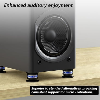 Preffair Audiophile Speaker Isolation Spikes Aluminum Record Player Shock Absorber Speaker Floor Protector Mat Adjustable Subwoofer Anti Vibration Pads Non-Slip LP Vinyl Record Player Base