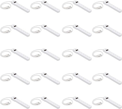 Amazon Basics Surge Protector Power Strip, 6-Outlet with 200J Protection, 2ft Extension Cord, Rectangle, White (20 Pack)