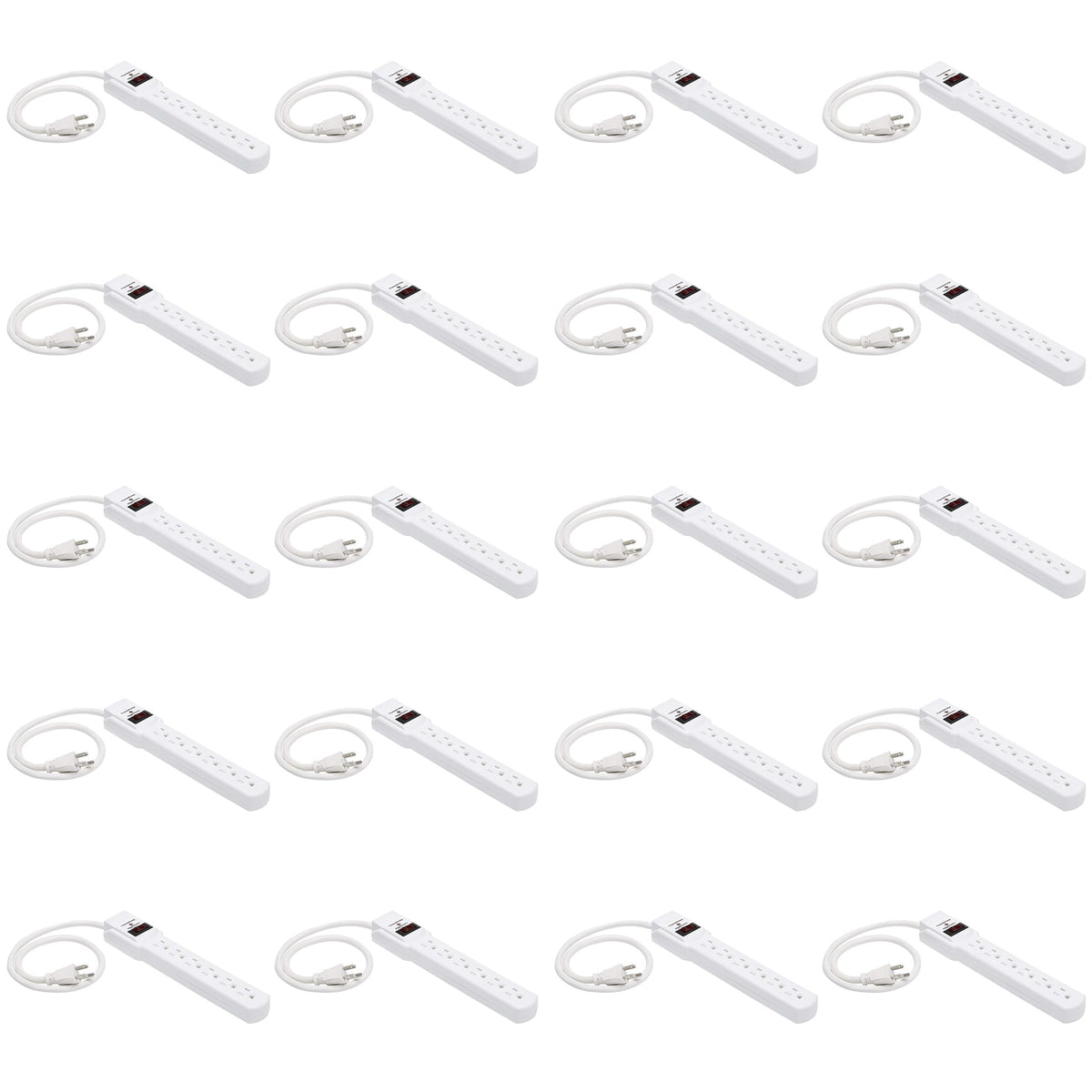 Surge Protector Power Strip, 6-Outlet with 200J Protection, Circuit Breaker, LED Indicator, On/Off Switch, Wall-Mounting, 2ft Extension Cord, White, 2-Pack