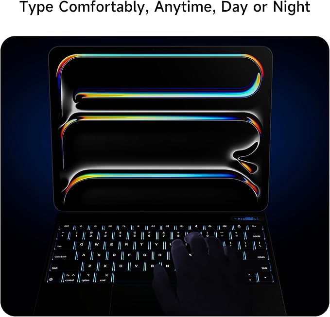nimin Keyboard Case for iPad Pro 13 inch 2024 (M4),Multi-Touch Trackpad, Magnetic Attach, 7-Color Backlight, Auto Sleep/Wake, Obsidian Black