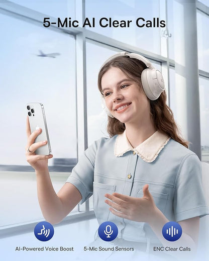 Baseus Bass BH1 NC Adaptive Active Noise Cancelling Headphones, Real-Time Adaptive Hybrid ANC, SuperBass 2.0, LDAC Hi-Res Sound, 80H Playtime, 5-Mic AI Clear Calls, Comfortable Fit, Bluetooth 6.0