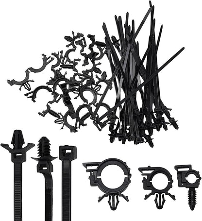 45 Pieces Car Cable Management Kit With Push Mount Cable Ties And Wire Routing Clips, Nylon Cable Tie Buckle Set For Automotive Engine Bay Wire Organization