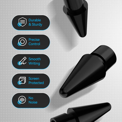 Penstudio Replacement Tips for Apple Pencil Pro 1st 2nd USB-C, 3 Pack Black