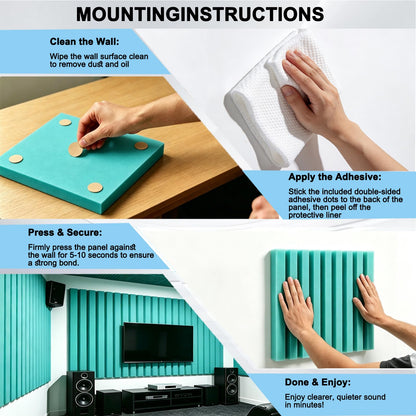 Sound Proof Foam Panels for Walls,Soundproof wall panels,Acoustic Foam Panels Insulation Studio Soundproofing Fire Resistant Noise Absorbing for Studio, Office, Home Blue(DK-L 12" X 12" X 1", 30PACK)