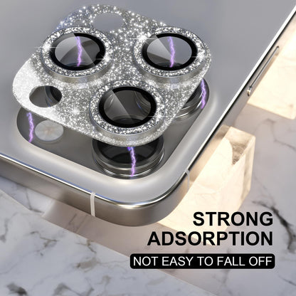 Choiche Compatible for iPhone 16 Pro/iPhone 16 Pro Max Camera Lens Protector, Bling Camera Cover with 9H Tempered Glass Lens Screen Protector Metal Ring Accessories (Glitter-Titanium Natural)