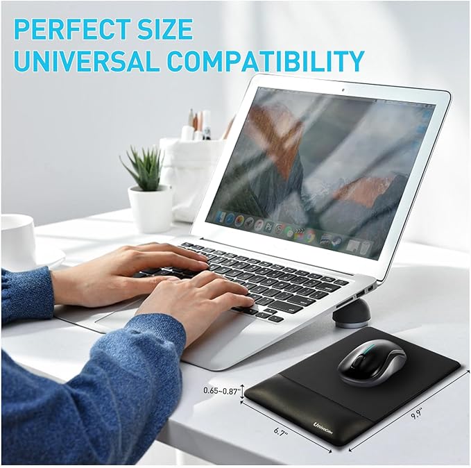 univo colors Design-Wave Wrist Rest Mouce Pad,PE Mouse Sliding Panel+Artificial Sheepskin+Memory Foam+Ergonomic+Anti-Slip Gel,Resilience Support During Work and Gaming,Mouce Accessory,Grey