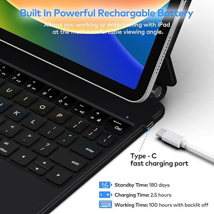 Keyboard Case for iPad 10th Generation 2022 & 11th (A16, 2025) – Magic-Style Keyboard with Multi-Touch Trackpad – Floating Cantilever Stand – Magnetic Case for iPad 10.9 inch 10th / 11th Gen.