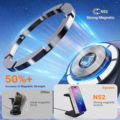 Foldable 3 in 1 Charging Station for Multiple Devices, Travel Wireless Charger for MagSafe Charger Stand, Magnetic Charging Stand for iPhone 16/15/14/13/12 for iWatch AirPods Black